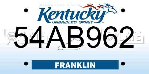 54AB962 Kentucky License Plate