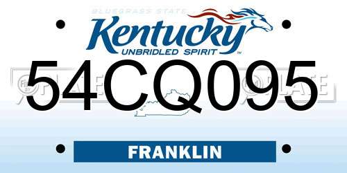 54CQ095 Kentucky License Plate