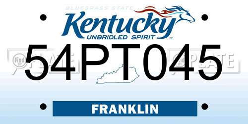 54PT045 Kentucky License Plate