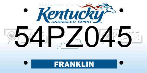 54PZ045 Kentucky License Plate