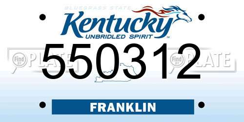 550312 Kentucky License Plate