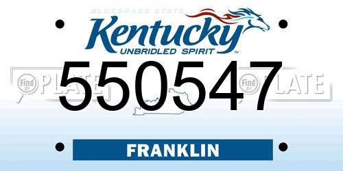 550547 Kentucky License Plate