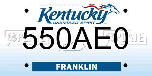 550AE0 Kentucky License Plate
