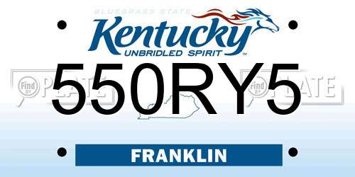 550RY5 Kentucky License Plate