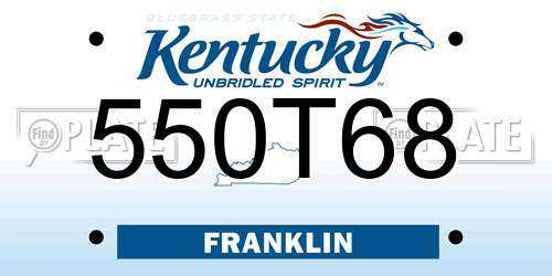 550T68 Kentucky License Plate