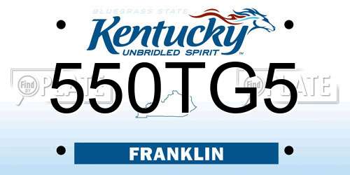 550TG5 Kentucky License Plate