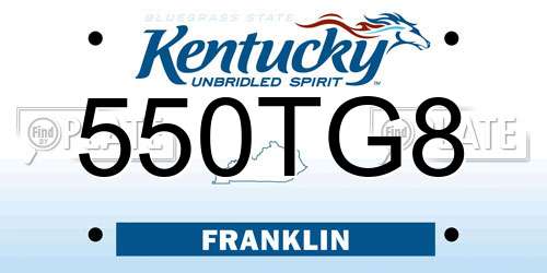 550TG8 Kentucky License Plate