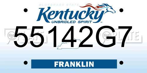 55142G7 Kentucky License Plate