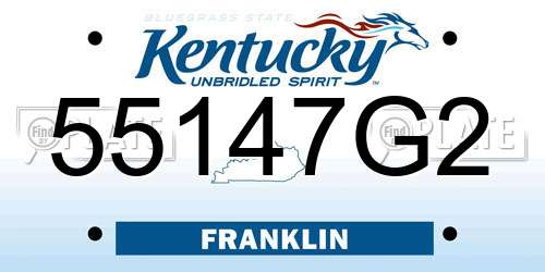 55147G2 Kentucky License Plate