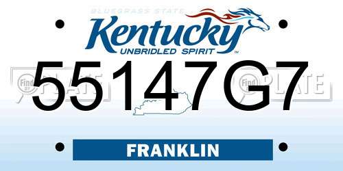 55147G7 Kentucky License Plate