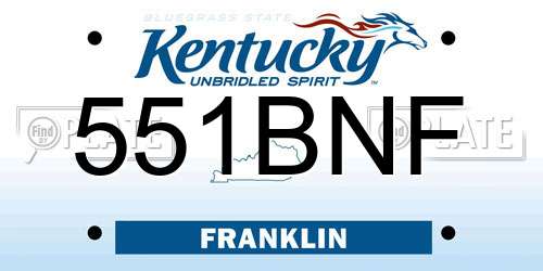551BNF Kentucky License Plate