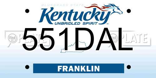 551DAL Kentucky License Plate