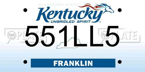 551LL5 Kentucky License Plate