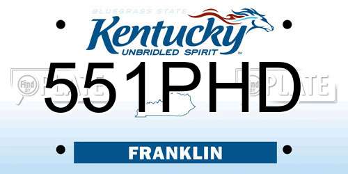 551PHD Kentucky License Plate