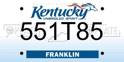 551T85 Kentucky License Plate