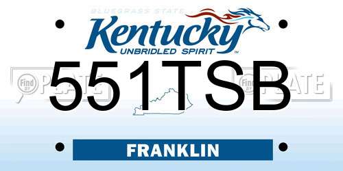 551TSB Kentucky License Plate