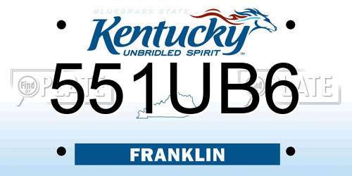 551UB6 Kentucky License Plate