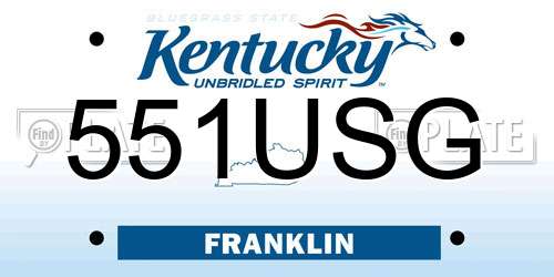 551USG Kentucky License Plate
