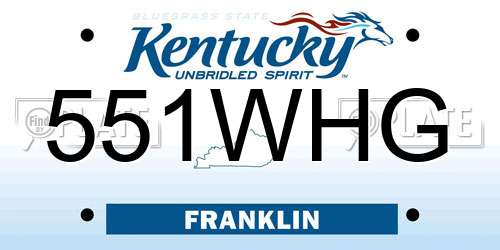 551WHG Kentucky License Plate