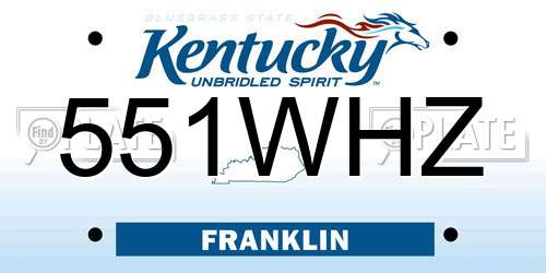 551WHZ Kentucky License Plate