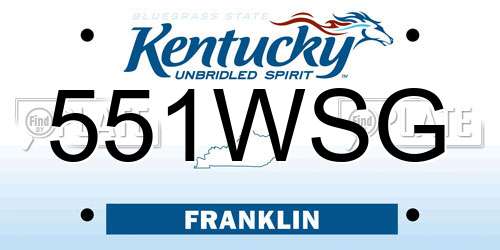 551WSG Kentucky License Plate