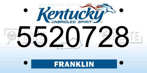 5520728 Kentucky License Plate