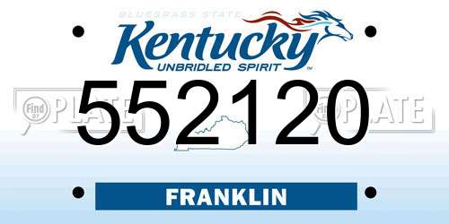552120 Kentucky License Plate