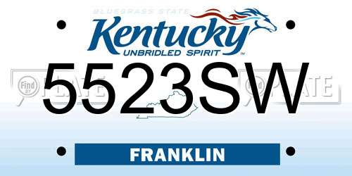 5523SW Kentucky License Plate