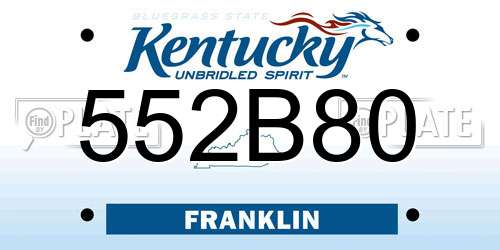 552B80 Kentucky License Plate