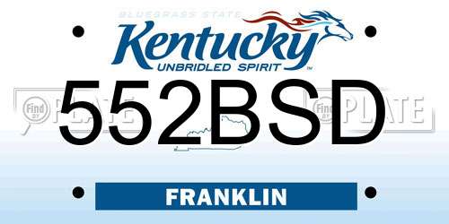 552BSD Kentucky License Plate
