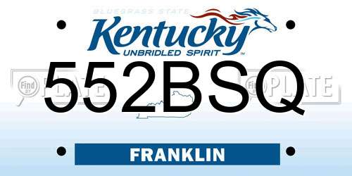 552BSQ Kentucky License Plate