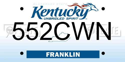 552CWN Kentucky License Plate