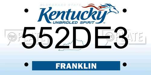 552DE3 Kentucky License Plate