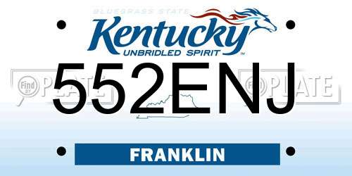 552ENJ Kentucky License Plate