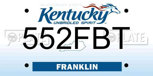 552FBT Kentucky License Plate