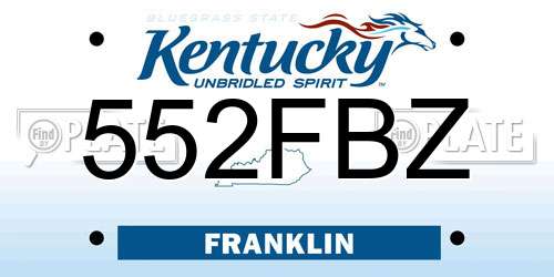 552FBZ Kentucky License Plate