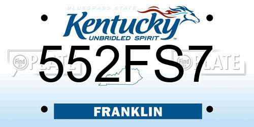 552FS7 Kentucky License Plate