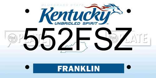 552FSZ Kentucky License Plate