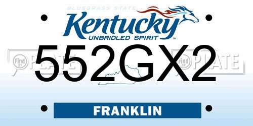 552GX2 Kentucky License Plate