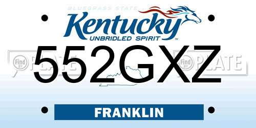 552GXZ Kentucky License Plate