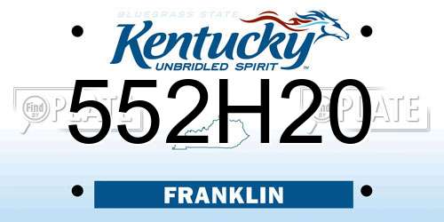 552H20 Kentucky License Plate