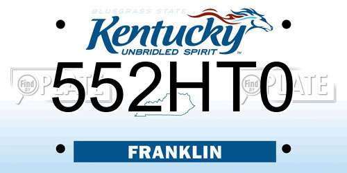 552HT0 Kentucky License Plate