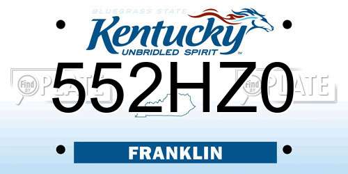 552HZ0 Kentucky License Plate