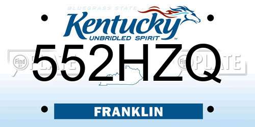 552HZQ Kentucky License Plate