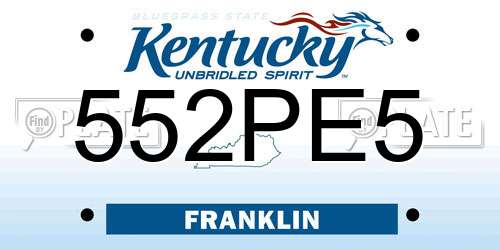 552PE5 Kentucky License Plate