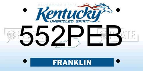 552PEB Kentucky License Plate