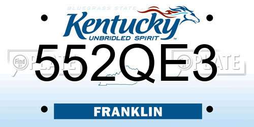 552QE3 Kentucky License Plate