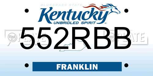 552RBB Kentucky License Plate