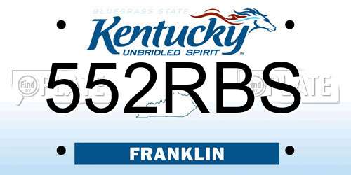 552RBS Kentucky License Plate