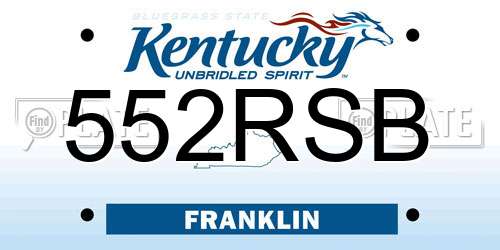 552RSB Kentucky License Plate